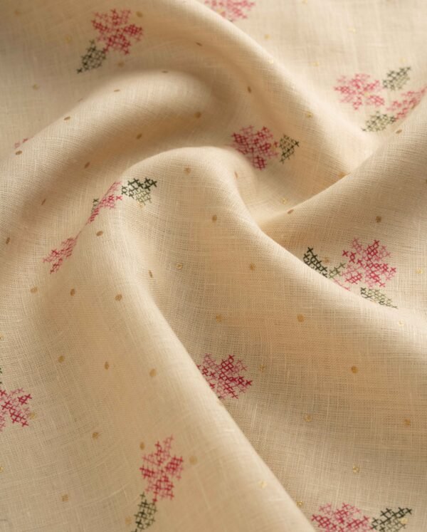 BEIGE FLORAL CROSS-STITCH