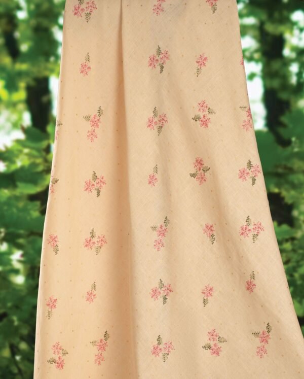 BEIGE FLORAL CROSS-STITCH