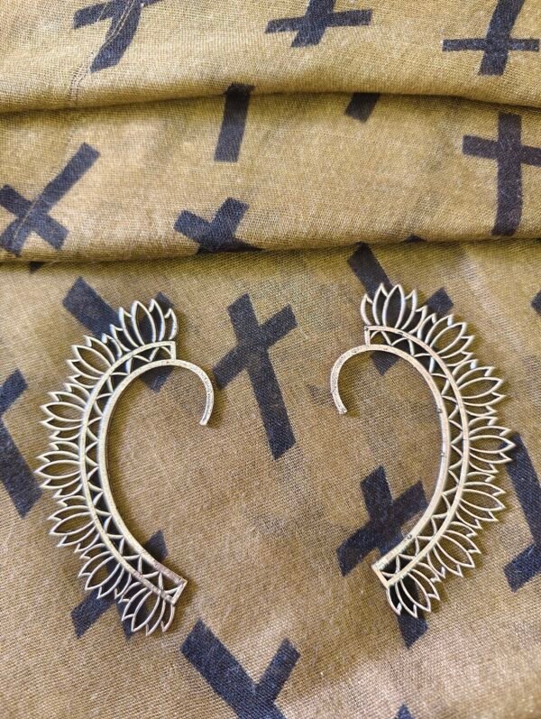 Silver Lotus Petal Metal Ear Cuffs